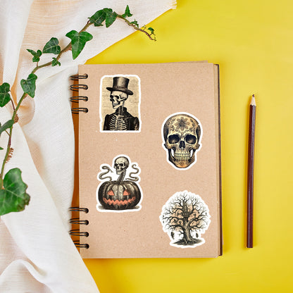 🎃 50pcs Nordic Gothic Halloween Stickers – Waterproof PVC Vinyl Decals for Laptop, Water Bottle & Holiday Decor Kawaii Stickers