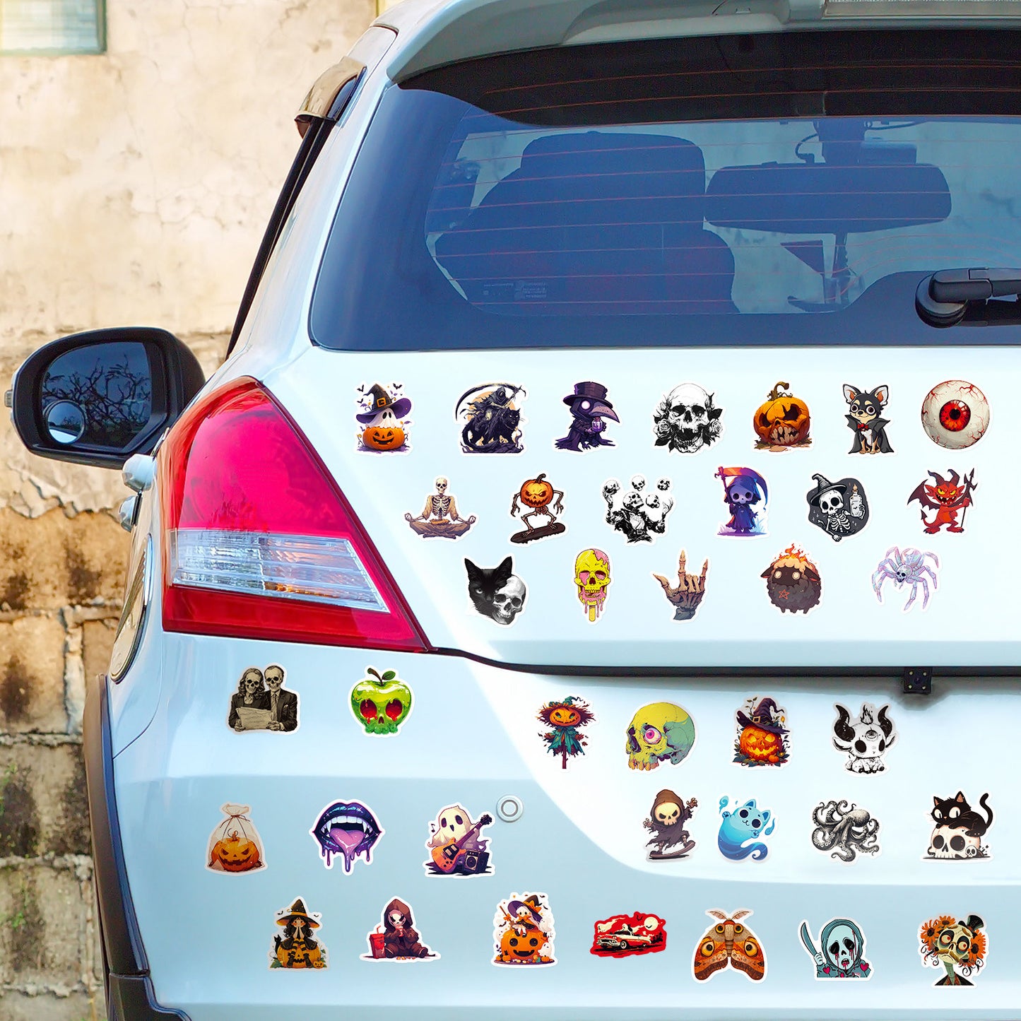 🎃 50 Halloween Stickers – Skulls, Pumpkins, Witches, Grim Reapers & Black Cats 🖤 Kawaii Stickers