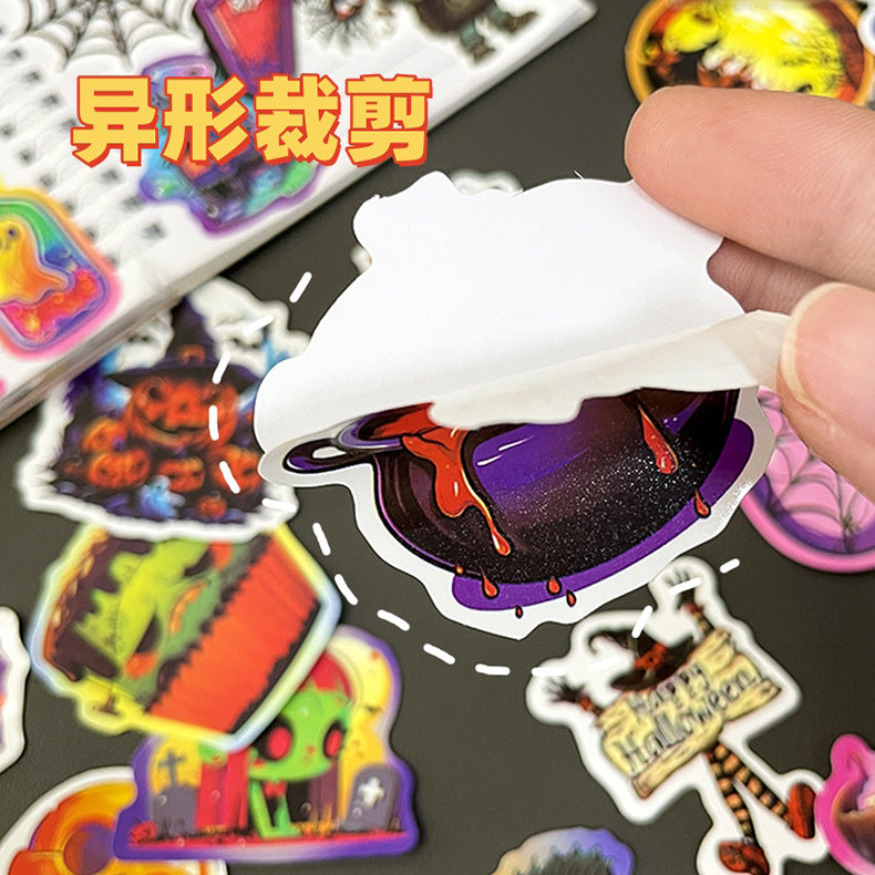 🎃 50 Halloween Stickers – Skulls, Pumpkins, Witches, Grim Reapers & Black Cats 🖤 Kawaii Stickers