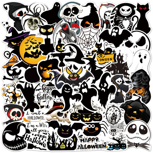 Halloween Stickers Black Ghost Graffiti Halloween Sticker Pack 50pcs