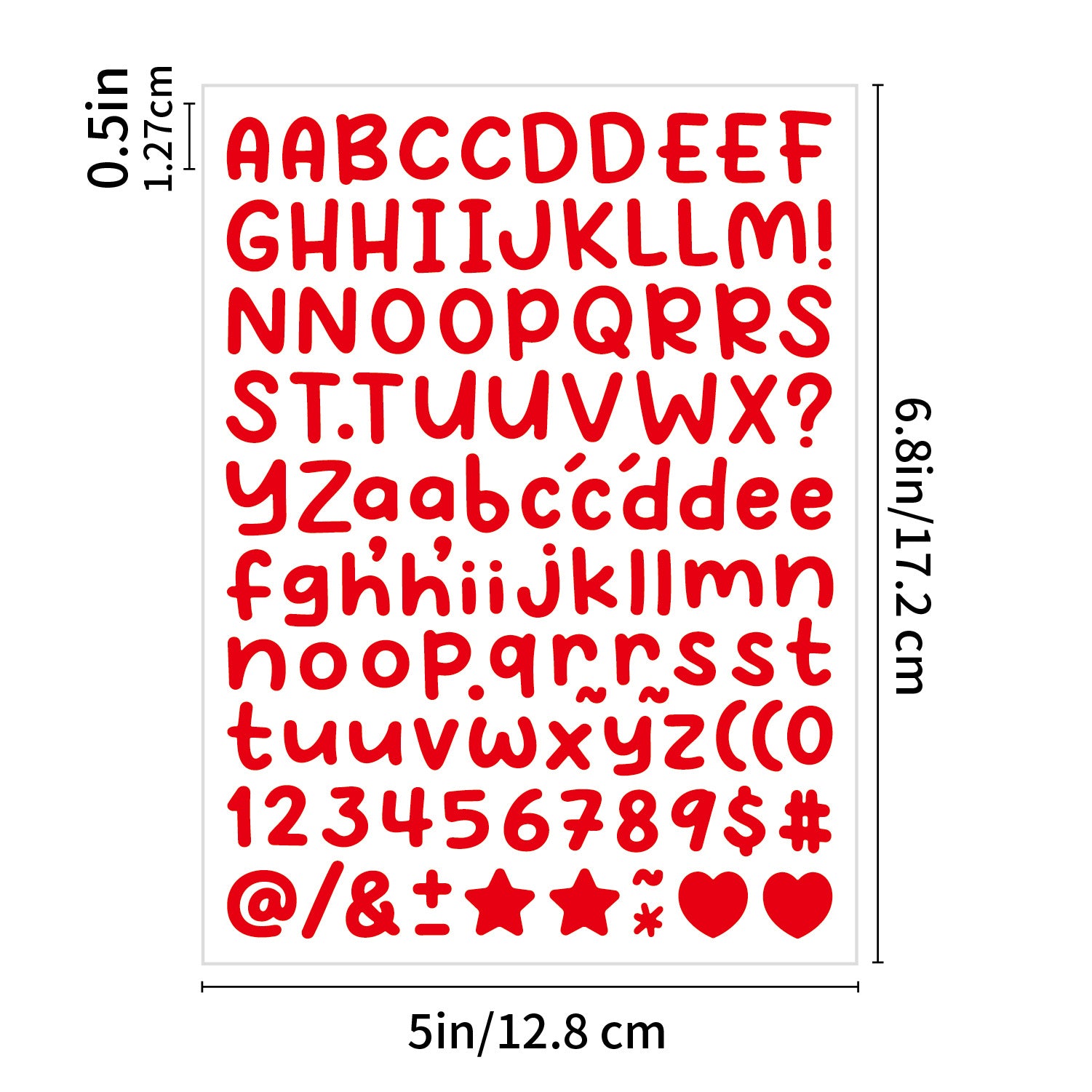 10PCS 0.5 Inch English Alphabet Stickers Small Size Decorative Scrapbook Letter Stickers Waterproof Stickers 0.5inch - Big Red (P248) Kawaii Stickers
