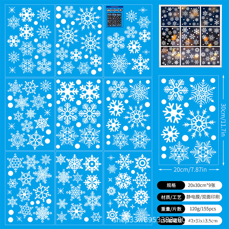 🎄 White & Blue Snowflake Window Stickers – Static Cling Christmas Window Decals for Holiday Decor 🎄 Kawaii Stickers