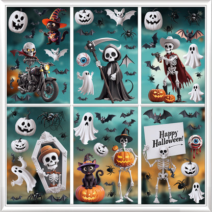 Spooky Halloween Window Stickers – Bats, Pumpkins & Ghosts 🎃🕸️ Kawaii Stickers