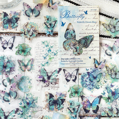 40PCS Butterfly Sticker Book – White Ink & Color Ink Botanical Collection – Scrapbook & Journal Vinyl Decals Kawaii Stickers