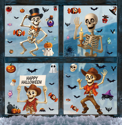 💀 Halloween Skull & Pumpkin Glass Window Stickers – Spooky Fun Decor 🎃 Kawaii Stickers