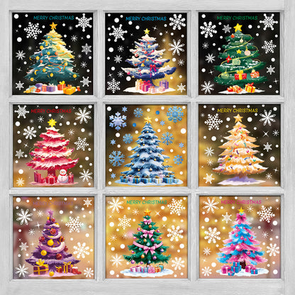 🎄 Christmas Stickers – Holiday Decorations with Christmas Tree, Snowman & Snowflake Window Clings 🎅 BQ535+(545-552) Kawaii Stickers