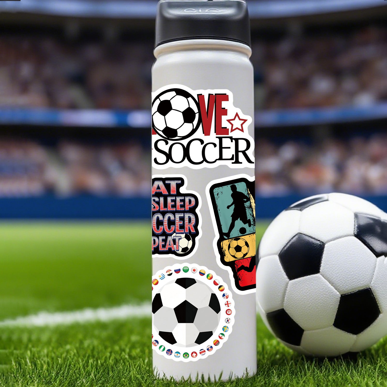 Football Stickers – 50Pcs Sport Designs – High-Definition Waterproof PVC – For Water Bottles, Laptops, Skateboards, Suitcases, Phones – Kawaii Stickers Kawaii Stickers