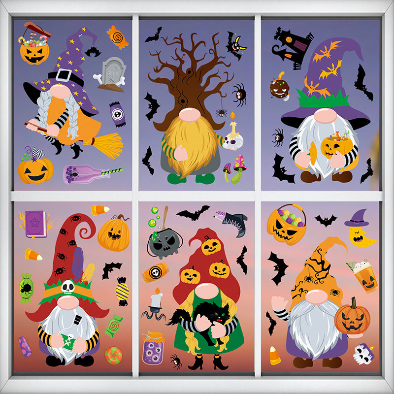 🎃✨ Latest Halloween Window Stickers – Static-Cling Glass Decals with Pumpkins, Bats, Ghosts & Gnomes – Double-Sided Party Decorations Kawaii Stickers