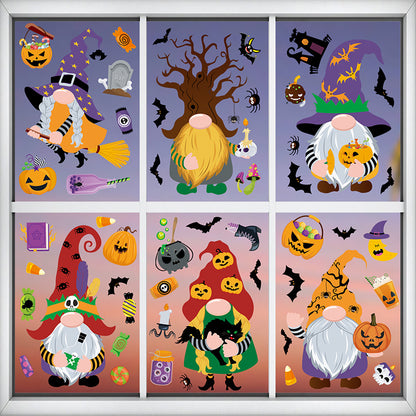 🎃✨ Latest Halloween Window Stickers – Static-Cling Glass Decals with Pumpkins, Bats, Ghosts & Gnomes – Double-Sided Party Decorations Kawaii Stickers