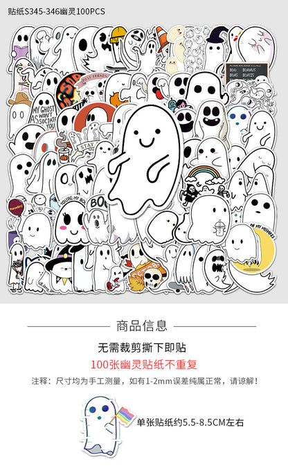 Halloween Stickers – Adorable Ghost Decals for Spooky Fun(100pcs)