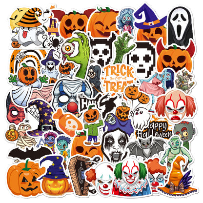 🕸️ Halloween Stickers Cartoon Graffiti Holographic Vinyl Set – 50PCS 🎃👻✨ Kawaii Stickers