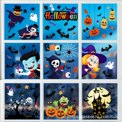 🎃 Halloween Window Stickers – Party Décor with Pumpkins, Spiders & Ghosts – Static-Cling Double-Sided Glass Decals for Windows, Doors & Walls Kawaii Stickers