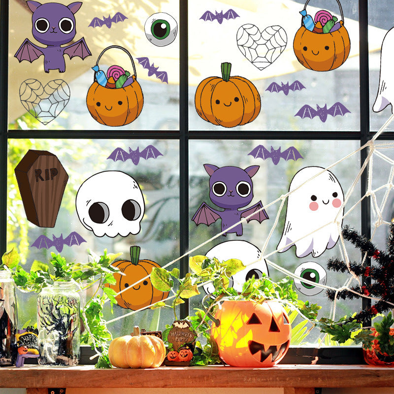 🎃 Cute Halloween Stickers – Cartoon Devil, Pumpkin & Ghost Window Stickers 🕸️ Kawaii Stickers