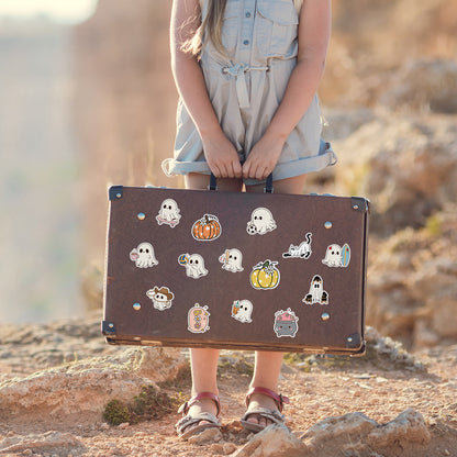 50pcs Halloween Ghost Graffiti Stickers – Waterproof Vinyl Stickers for Phones, Water Bottles, Laptops Kawaii Stickers