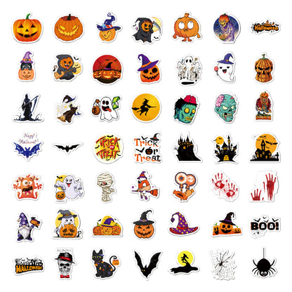 🕸️ Halloween Stickers Cartoon Graffiti Holographic Vinyl Set – 50PCS 🎃👻✨ Kawaii Stickers