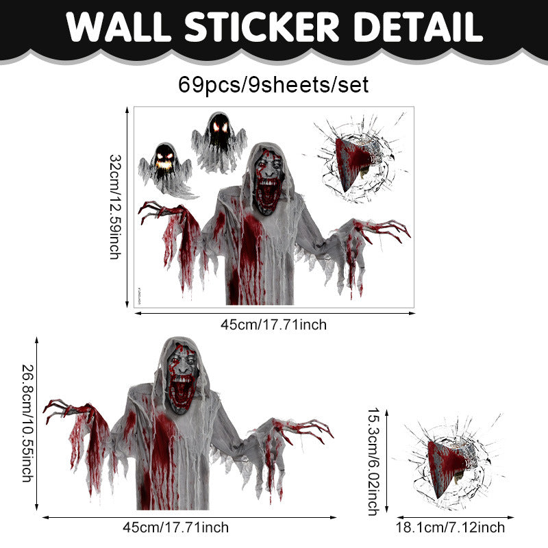 🎃 Halloween Zombie Static Window Stickers – Scary Party Decorations Halloween Zombie-1 Kawaii Stickers