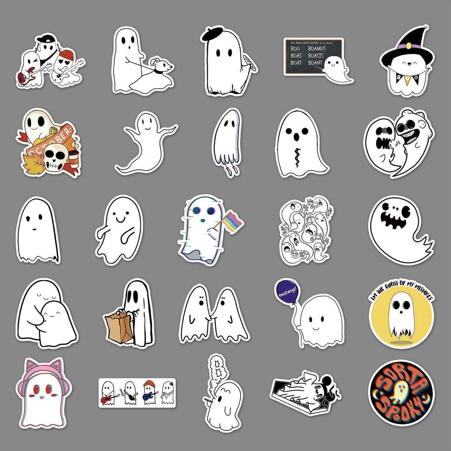 Halloween Stickers – Minimal Ghost Graffiti Decal Set(50pcs)