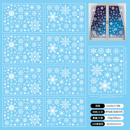 🎄 White & Blue Snowflake Window Stickers – Static Cling Christmas Window Decals for Holiday Decor 🎄 21*29cm*8PCS snowflakes Kawaii Stickers