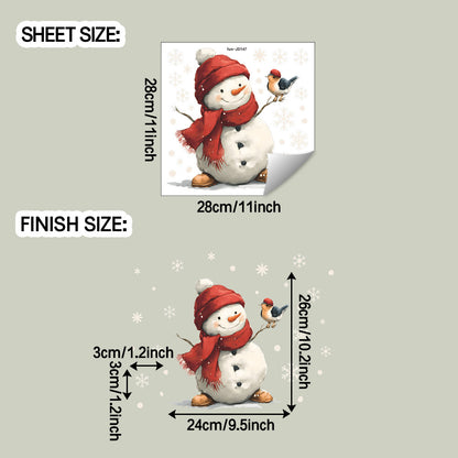 ☃️Snowflake Window Stickers Cartoon Snowman, Birds ❄️✨ | Static Cling Glass Decals for Holiday Home & Shop Decor 🎄 28*28CM Kawaii Stickers