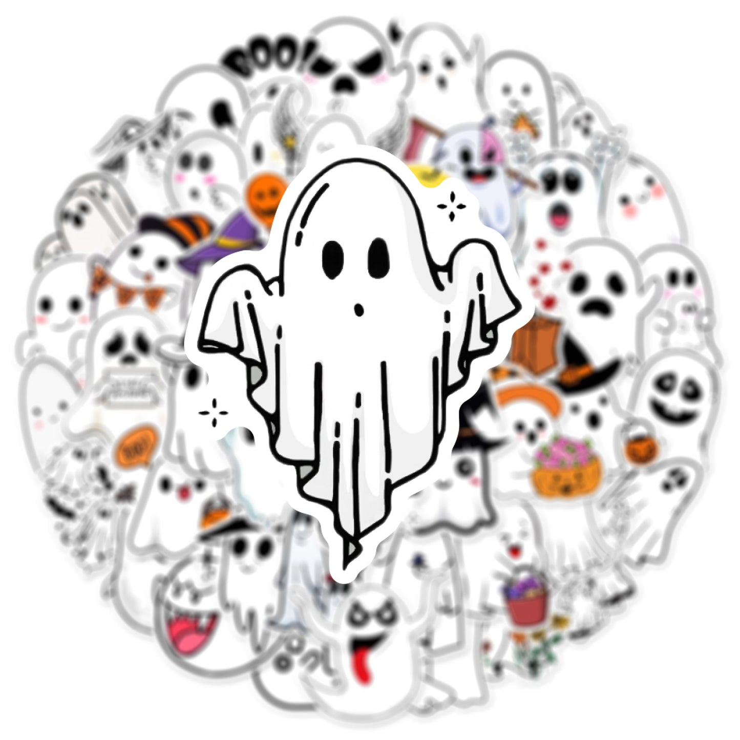 Halloween Stickers Kawaii Stickers Ghost Decals (50pcs)