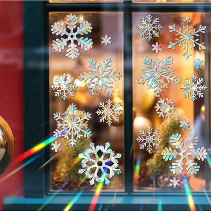 🎄 Holographic Snowflake Window Stickers – Christmas Reindeer & Festive Glass Decor ❄️✨ Kawaii Stickers