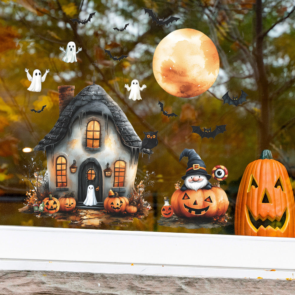 🎃 Halloween Painted House Static Window Stickers – No Glue, Just Spooky Fun 👻 Kawaii Stickers