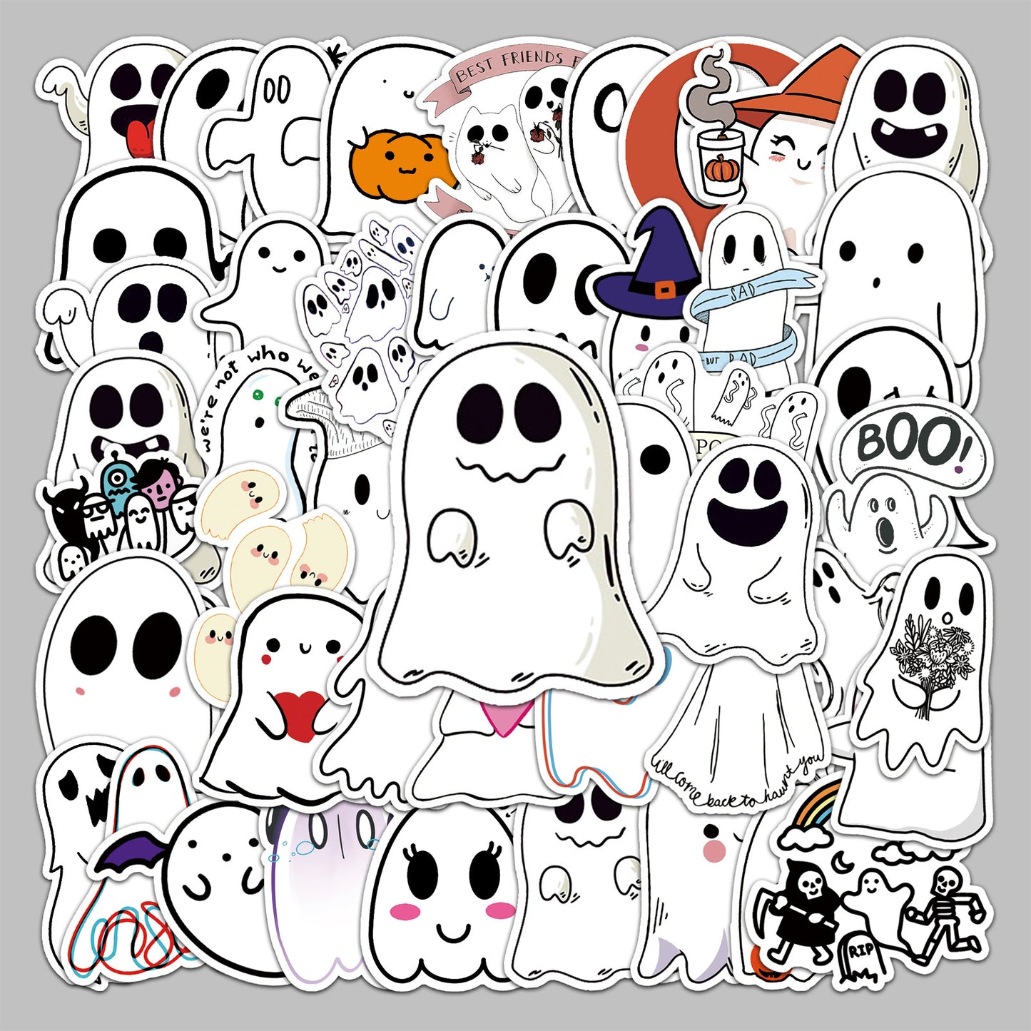 Halloween Stickers – Spooky Ghost Graffiti Decals 50pcs