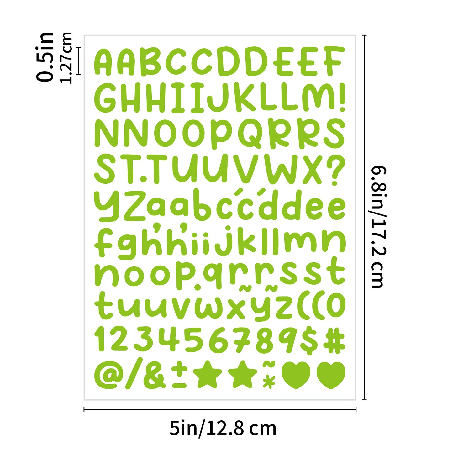 10PCS 0.5 Inch English Alphabet Stickers Small Size Decorative Scrapbook Letter Stickers Waterproof Stickers 0.5inch -Light Green(P251) Kawaii Stickers