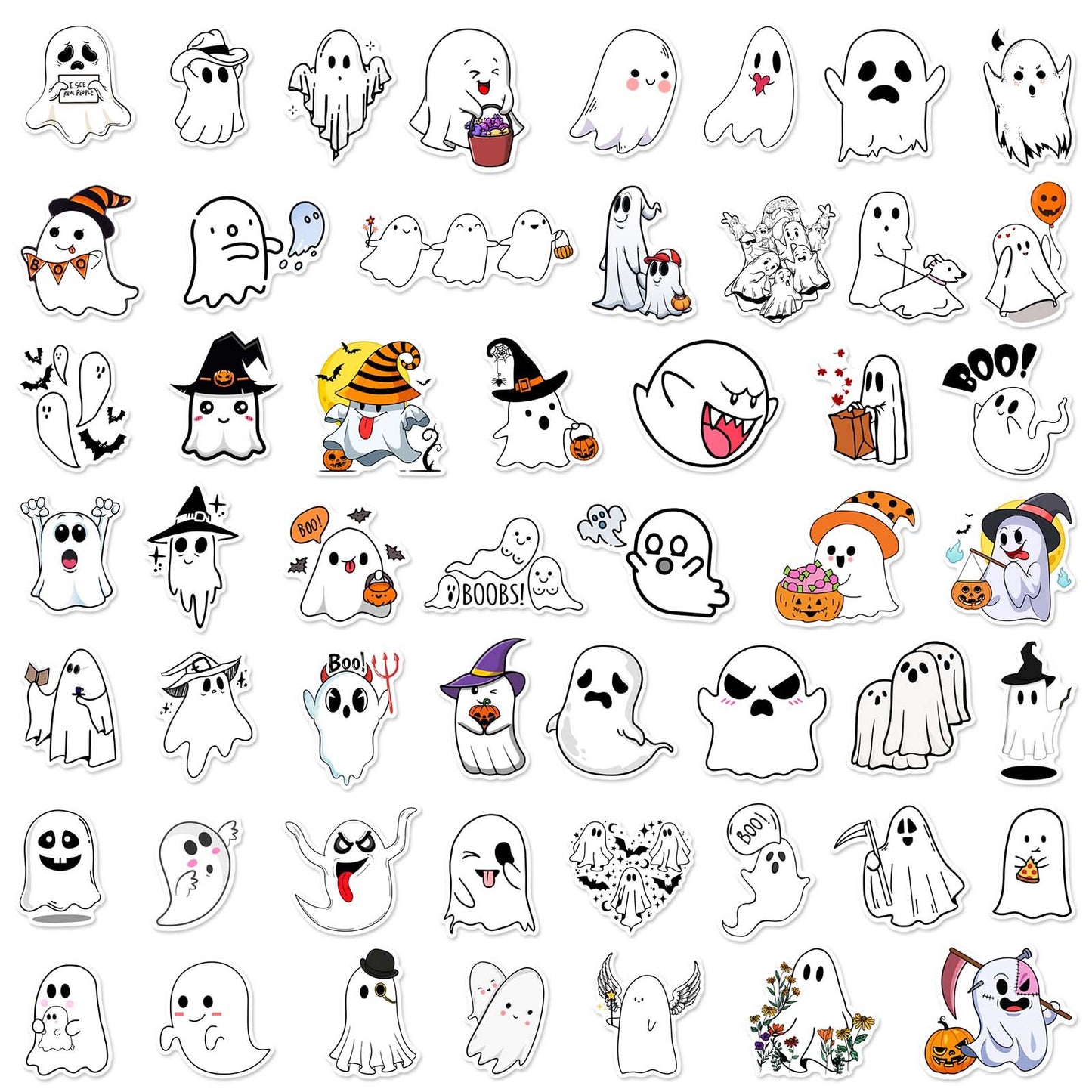 Halloween Stickers Kawaii Stickers Ghost Decals (50pcs)
