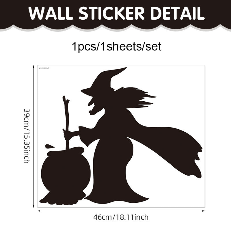 🎃 Halloween Stickers Ghost Witch Silhouette Party PVC Self-Adhesive Wall Decals 👻 Witch Stickers I*1set Kawaii Stickers