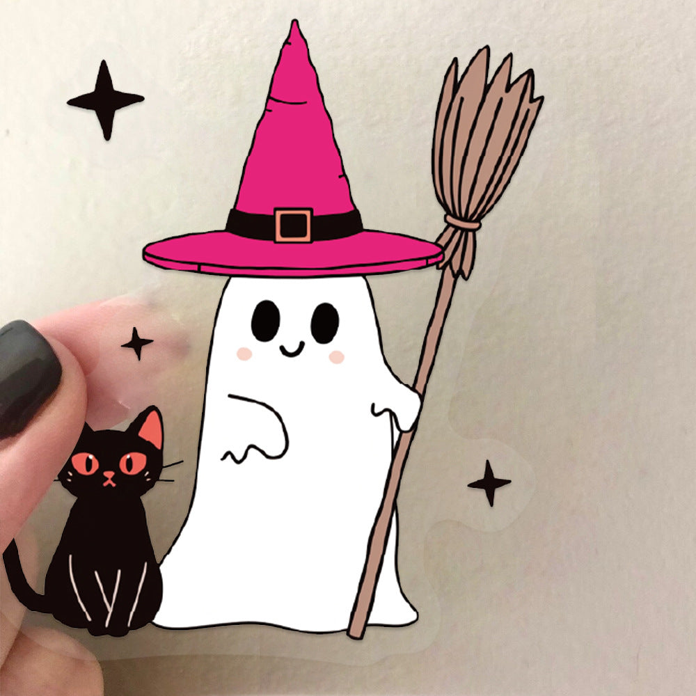 50Pcs Cute Pink Halloween Stickers Pack 🎃 Waterproof Transparent PET for Journals, Laptops & Guitars Kawaii Stickers