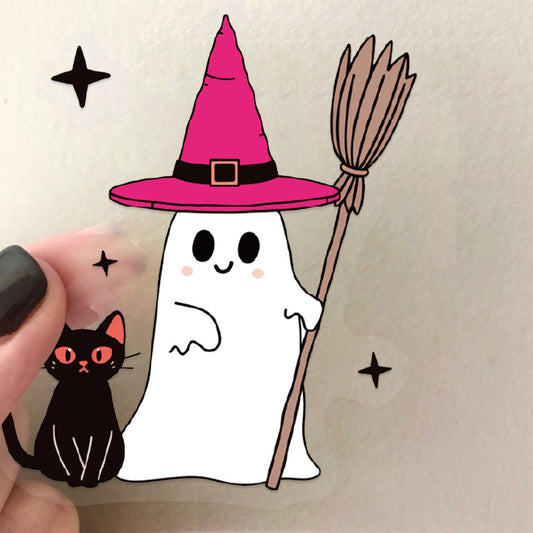 50Pcs Cute Pink Halloween Stickers Pack 🎃 Waterproof Transparent PET for Journals, Laptops & Guitars Kawaii Stickers