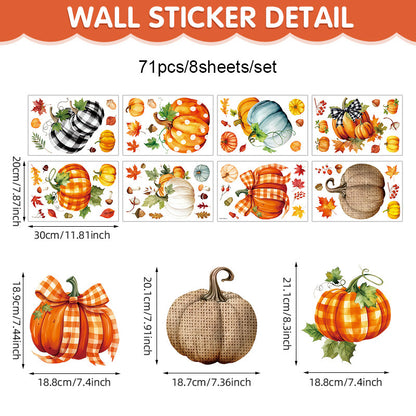 Happy Halloween Window Stickers – Ghosts, Pumpkins & Bats – Static-Cling PVC Wall & Glass Decals for Spooky Home Party Décor 👻🕷️🌙 H 20*30cm*8pcs Kawaii Stickers