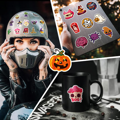 Halloween Stickers – 50Pcs Cute Ghost, Spider & Bat Cartoon DIY Stickers