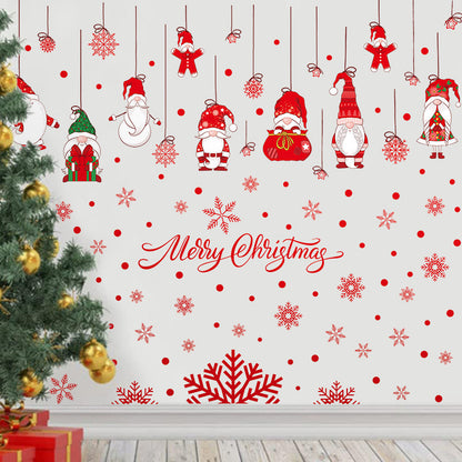 Christmas Snowman & Red Snowflake Window Stickers | Large Christmas Snowflake Stickers for Windows Kawaii Stickers