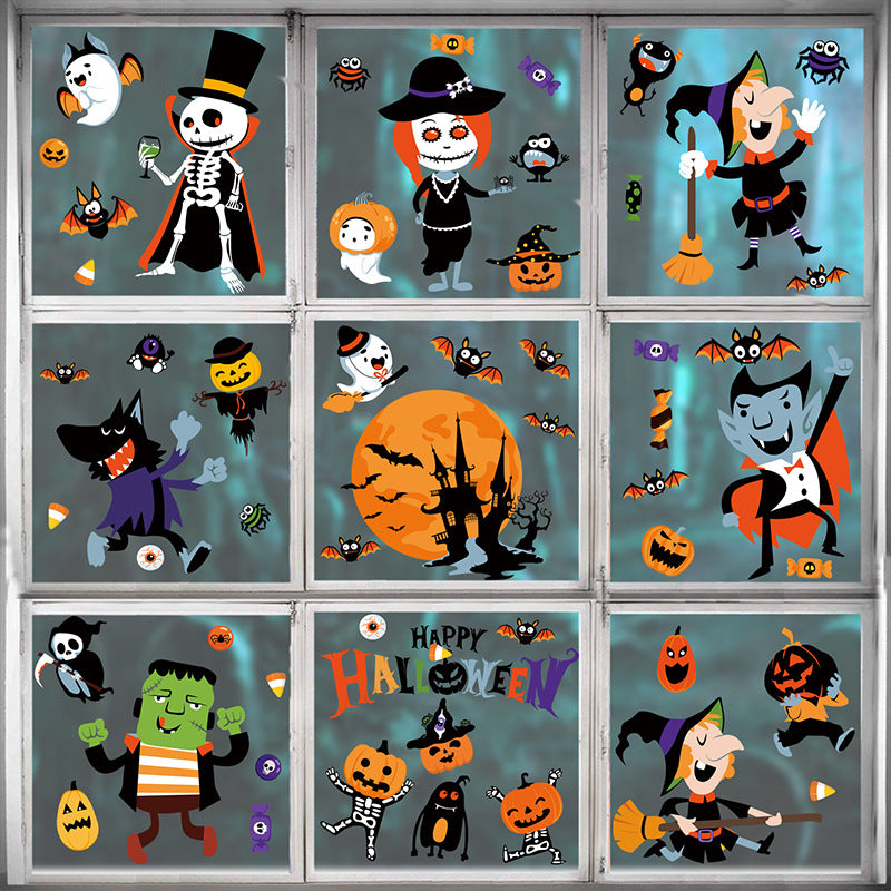 Halloween Window Stickers-Spooky Haunted Castle – Double-Sided Static Cling Ghost, Pumpkin & Zombie Glass Décor 👻🕸️ Kawaii Stickers