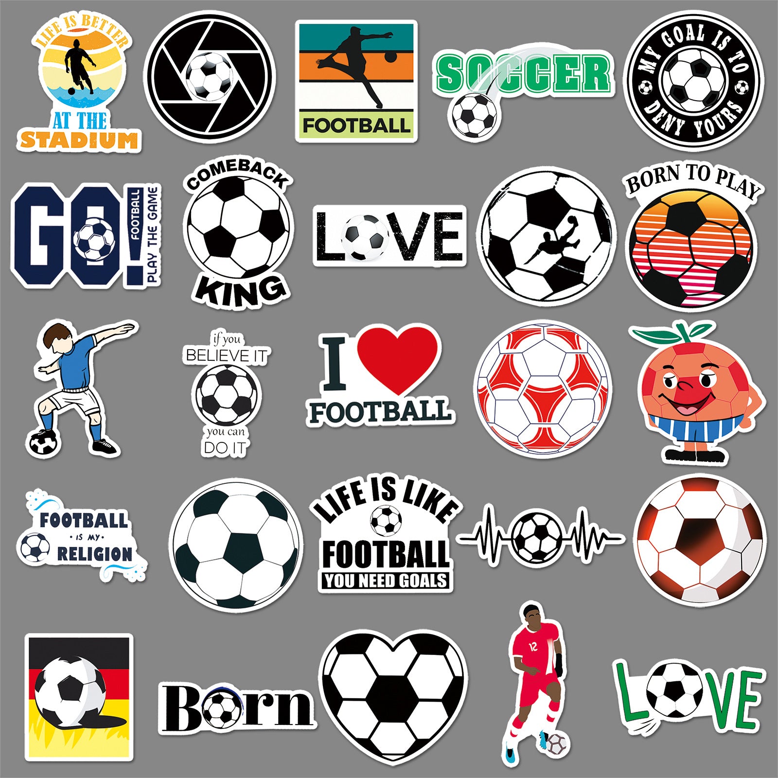 Football Stickers – 50Pcs Sport Designs – High-Definition Waterproof PVC – For Water Bottles, Laptops, Skateboards, Suitcases, Phones – Kawaii Stickers Kawaii Stickers