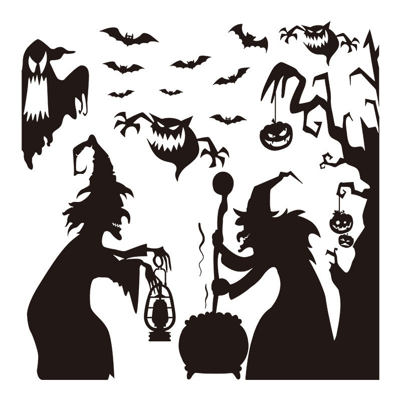 🎃 Halloween Stickers Ghost Witch Silhouette Party PVC Self-Adhesive Wall Decals 👻 Kawaii Stickers