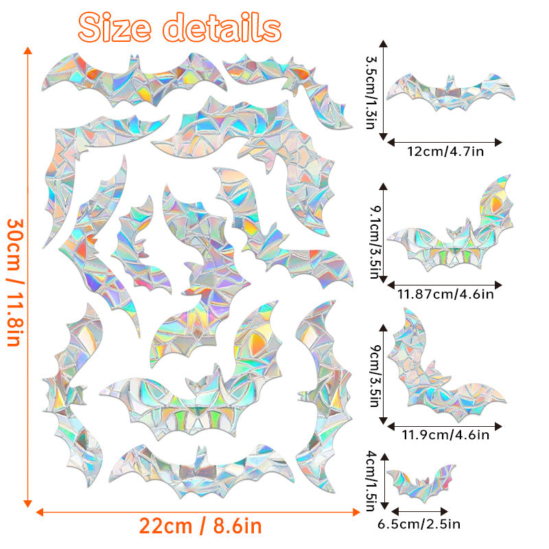 Halloween Stickers – Holographic Bat Suncatcher PVC Decals 🦇