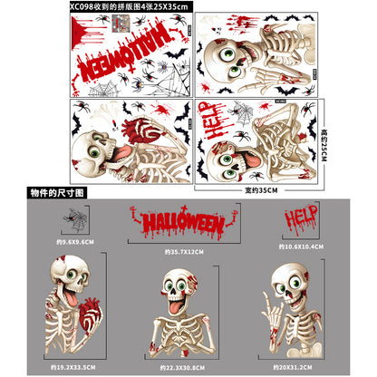 💀 Halloween Skeleton & Ghost Window Stickers – Spooky Fun for Your Home 🎃 Halloween Skeleton Kawaii Stickers