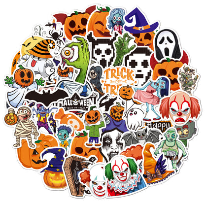 🕸️ Halloween Stickers Cartoon Graffiti Holographic Vinyl Set – 50PCS 🎃👻✨ Kawaii Stickers
