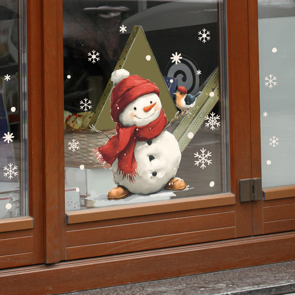 ☃️Snowflake Window Stickers Cartoon Snowman, Birds ❄️✨ | Static Cling Glass Decals for Holiday Home & Shop Decor 🎄 Kawaii Stickers