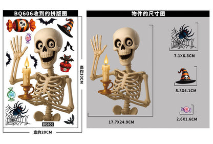 💀 Halloween Skull & Pumpkin Glass Window Stickers – Spooky Fun Decor 🎃 Kawaii Stickers