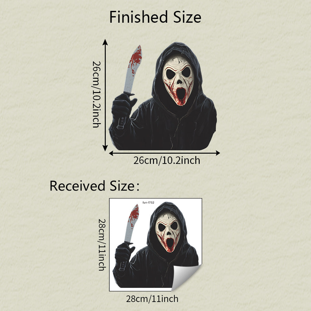 🎃 Halloween Horror Mask Man Static Cling Window Stickers 👻🪟💀 28*28cm Kawaii Stickers