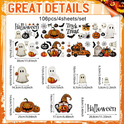 Happy Halloween Window Stickers – Ghosts, Pumpkins & Bats – Static-Cling PVC Wall & Glass Decals for Spooky Home Party Décor 👻🕷️🌙 B 20*30cm*8pcs Kawaii Stickers