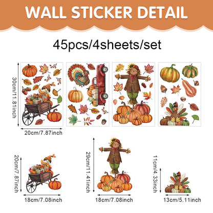 🎃 Cute Halloween Pumpkin Window Stickers – Autumn Glass Décor PVC Self-Adhesive Pumpkin Stickers Kawaii Stickers