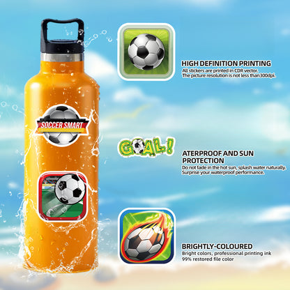 Football Stickers – 50Pcs Sport Designs – High-Definition Waterproof PVC – For Water Bottles, Laptops, Skateboards, Suitcases, Phones – Kawaii Stickers Kawaii Stickers