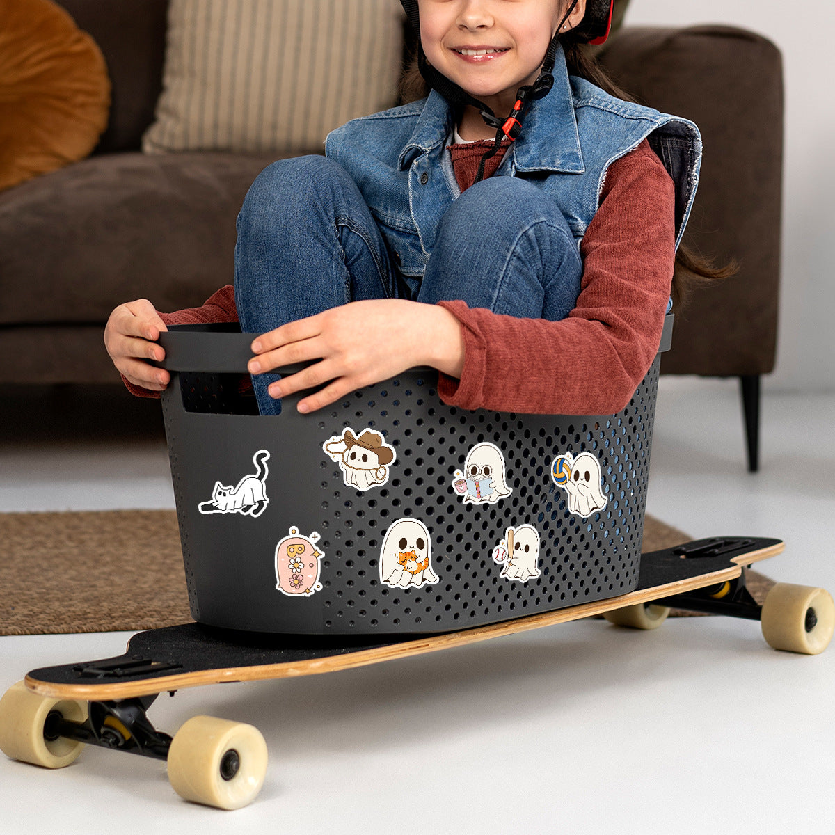 50pcs Halloween Ghost Graffiti Stickers – Waterproof Vinyl Stickers for Phones, Water Bottles, Laptops Kawaii Stickers