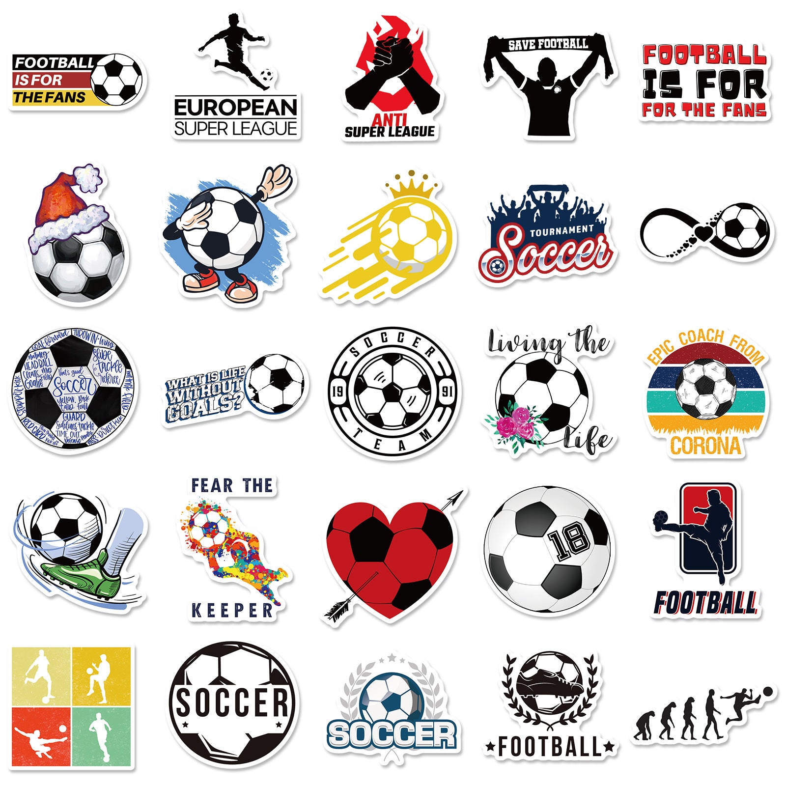 ⚽ 50PCS Football Stickers Pack – Cool Laptop, Water Bottle & Travel Decals 2025 Kawaii Stickers