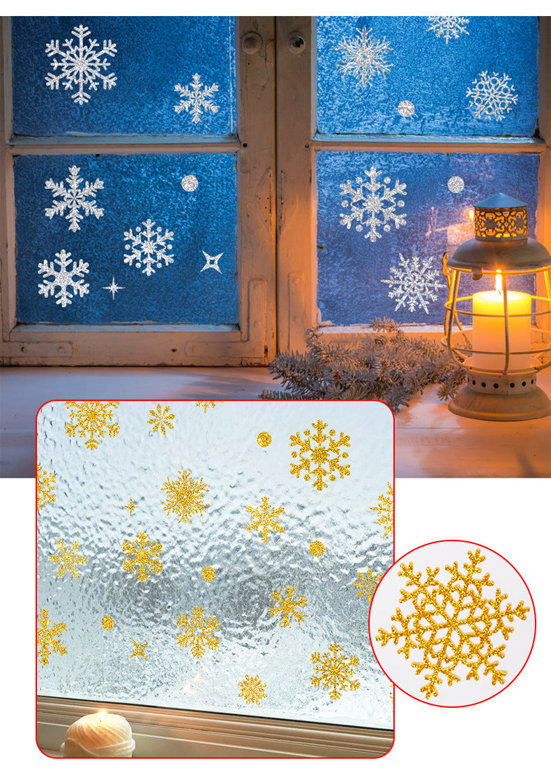 🎄 Christmas Decoration Snowflake Santa Tree Ornaments Window Stickers – Static Cling Glass Decals 🎅❄️